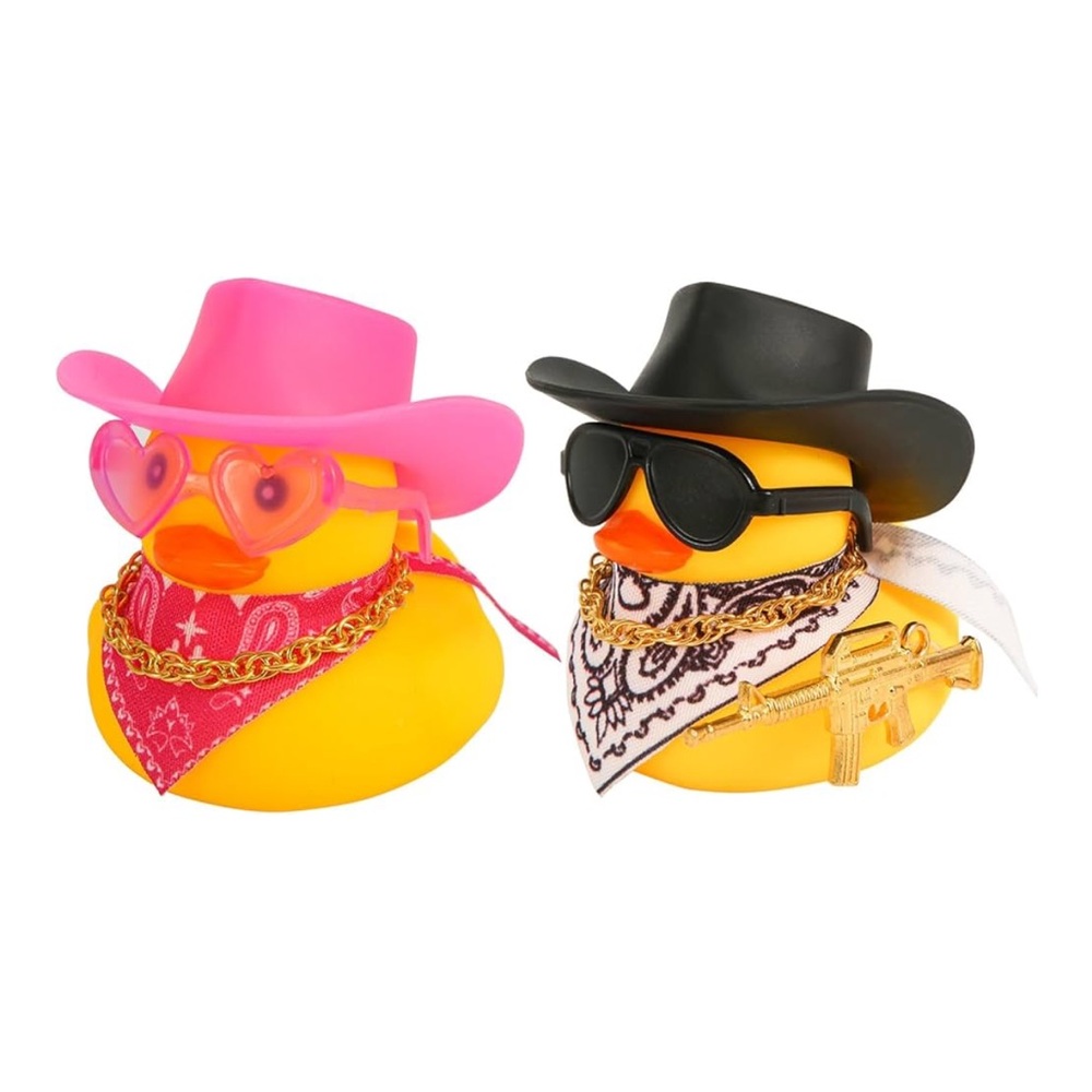 🆕 2pcs Rubber Duck Car Ornaments, Funny Rubber Ducks Car Dashboard Decorations